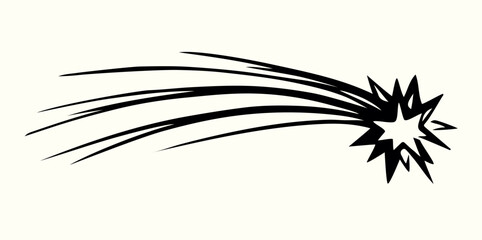 Flying comet with a tail. Vector drawing