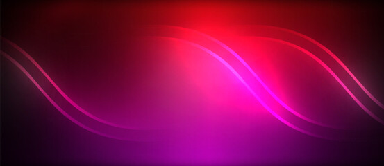 Neon glowing circle rays, light round lines in the dark, planet style neon wave lines. Energetic electric concept design for wallpaper, banner, background