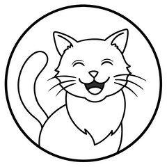 A cat logo icon line art vector illustration.