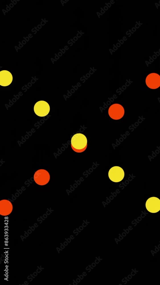 Poster red and yellow dotted bending lines creating effect of infinity sign. design. endless motion of dott