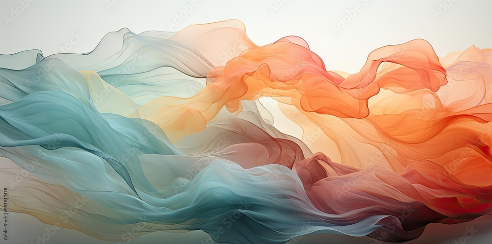 Wall mural Abstract Background with Flowing Teal and Orange Fabric - Wall murals