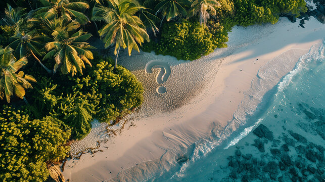 Question mark endcard for presentations, holiday scene