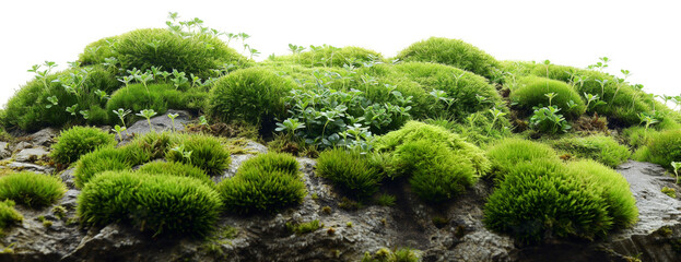 close up mossy moss ground peaceful tranquil atmosphere, PNG transparent background
