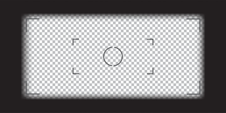 Video camera, binocular and camera roll viewfinder overlay. Camera and binocular frame vector template. Black lines on transparent background. 