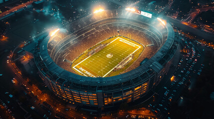 American football stadium, bird's eye view