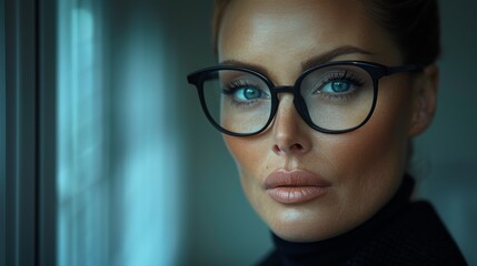 Fototapeta premium Businesswoman with glasses close up