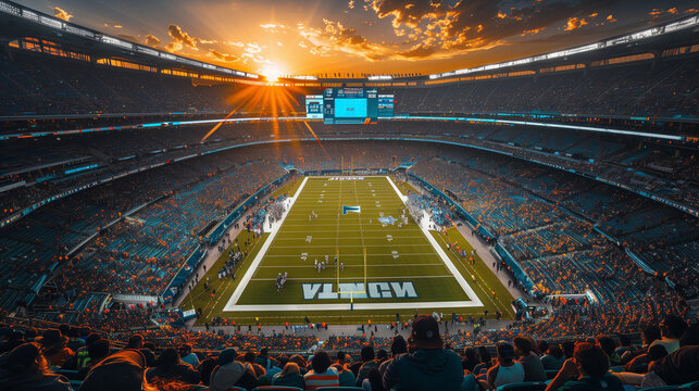 American football stadium, bird's eye view