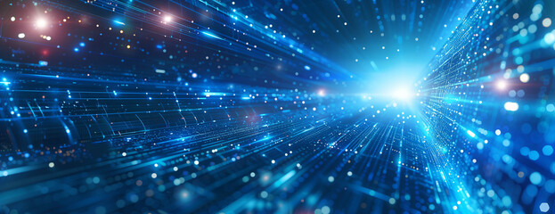 Naklejka premium Cybernetic Ambiance: A Techno Style Background with Mesmerizing Blue Tones