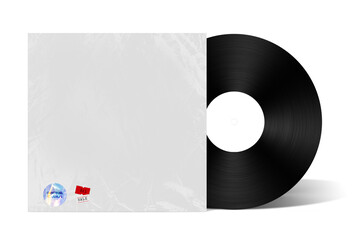 Blank CD Vinyl and Cover Mockup Package Envelope Template Mock Up with Transparent plastic wrap texture overlay effect