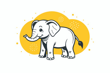 Fototapeta premium baby elephant silhouette vector illustration 