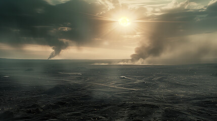 Fototapeta premium cinematography dramatic scene of a barren battlefield