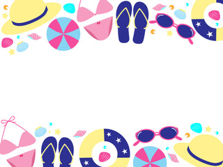 夏の海水浴グッズのフレーム