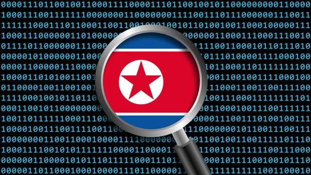 North Korea cybersecurity background - magnifying glass