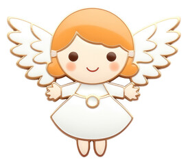 PNG Brooch of cute angel cartoon white background anthropomorphic.