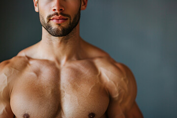 Fototapeta premium Generative AI image of a muscular strong man wearing fitness cloth