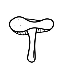 Doodle style mushroom icon vector. Illustration of russula the contour is isolated on white