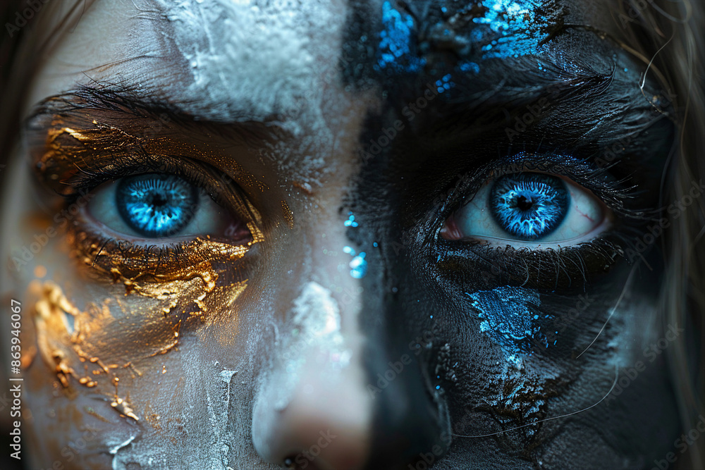 Poster created with generative ai technology image of two fantasy characters opposites