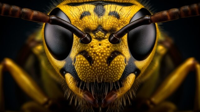 European common wasp, vespula vulgaris, isolated on white background in top view