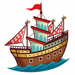 ship clipart cartoon Illustration drawing