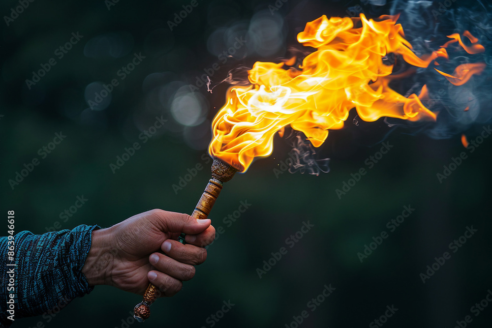 Aufkleber created with generative ai picture of hand hold object with burning flame