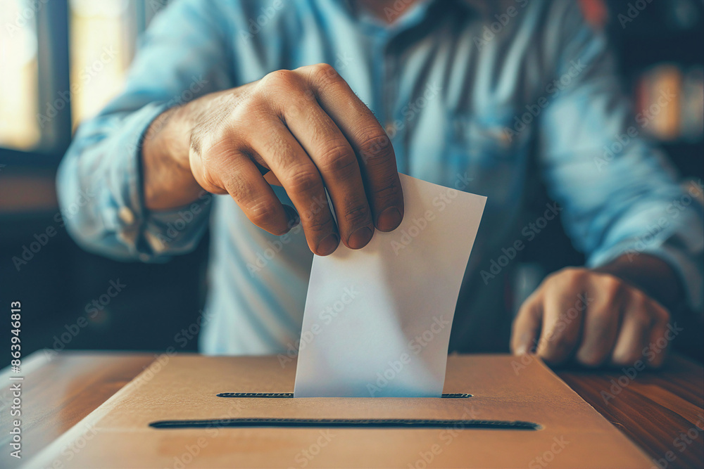 Aufkleber ai generated image of a person putting a bulletin into the voting box