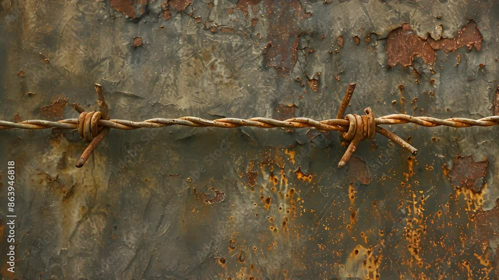 Poster despite its worn appearance the barbed wire still exudes a sense of danger and confinement its sharp