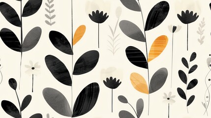 Fototapeta premium Modern graphic floral pattern with bold, monochrome elements