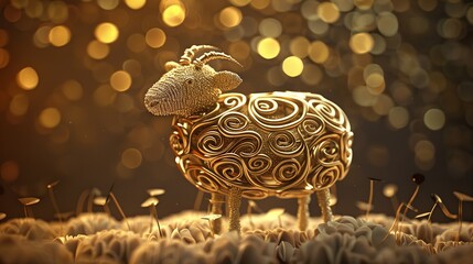 Eid Al Adha Mubarak greeting card. Shape of Sheep