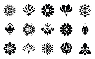 Flowers icon set. Flowers isolated on transparent background. Flowers in modern simple. Cute round flower plant nature collection. Vector illustrator