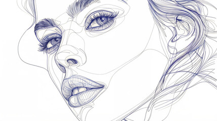Fototapeta premium Minimalist Line Art Portrait of a Woman