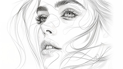 Minimalist Line Art Portrait of a Woman