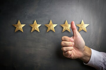 hand thumb up giving five stars feedback