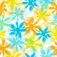 Vector illustration of watercolor textured abstract art textile flower design