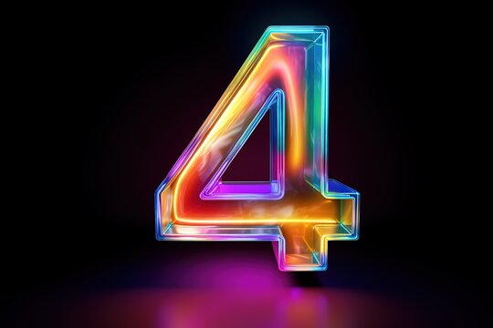 Abstract sports Light out technology and with number 4 glowing in the dark, pink blue neon light Hitech communication concept innovation background