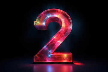 Abstract sports Light out technology and with number 2 glowing in the dark, pink blue neon light Hitech communication concept innovation background