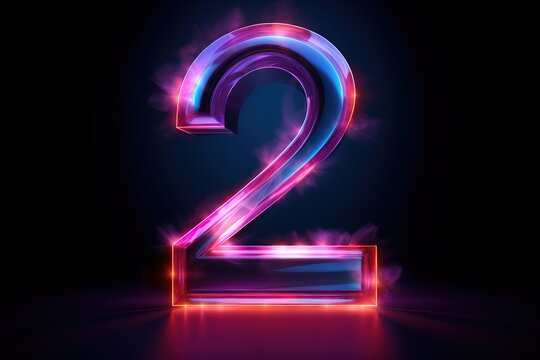 Abstract sports Light out technology and with number 2 glowing in the dark, pink blue neon light Hitech communication concept innovation background