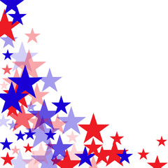  backdrop Vector Illustration, Blue and Red 4th of July Stars sparkles isolated on white.