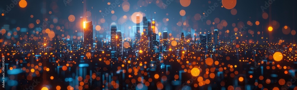 Poster graphical abstract background science technology networks big data link 3d. stock illustration.