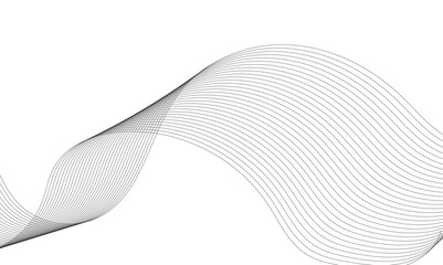 Abstract wavy grey technology lines on transparent background.  Abstract gray curved line for banner design and frequency sound wave line.