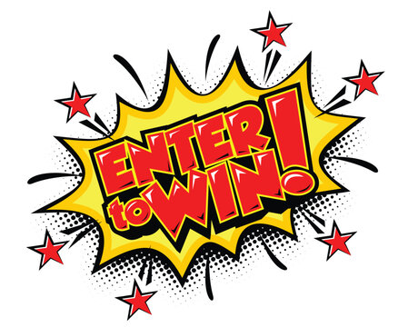 Enter to win sign. Flat red explosion sign, enter to win sign, enter to win. Vector icon on trancparent background