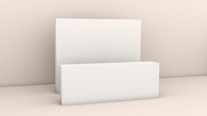 Welcome desk white background, Perspective view of a registration stand  banners. Mockup for events, exhibitions and presentations. 