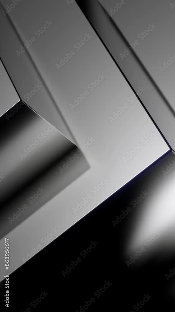 Poster silver color of pyramid shape fractal figures moving one by one. design. monochrome pattern with mov
