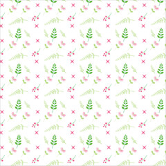  flower and leaf pattern with white background, Print