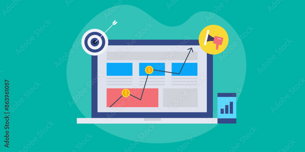 Poster data driven digital ad targeting display to new customers, maximize return on investment, business t
