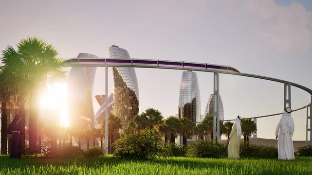 UAE future city maglev train magnetic levitation 4k