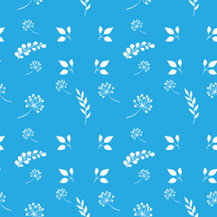 white leaves with blue background, Print