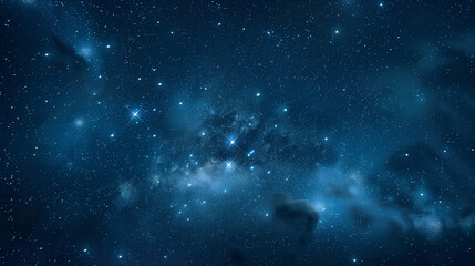 Starry night sky with visible constellations and celestial clouds
