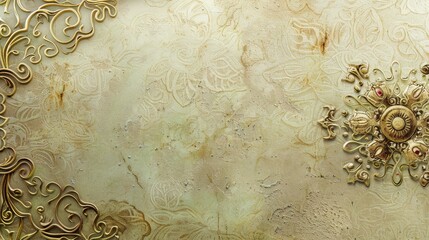 A detailed image featuring elegant golden floral ornaments on a richly textured vintage backdrop, perfect for adding a touch of classic elegance to your project.