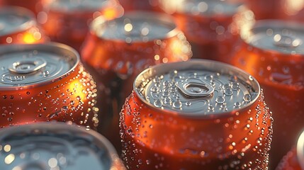 Condensed water on the surface of soda cans