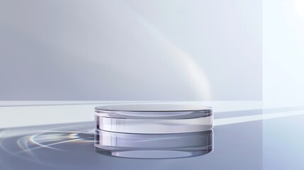 Empty Glass Podium Close-Up for High-End Cosmetic Display